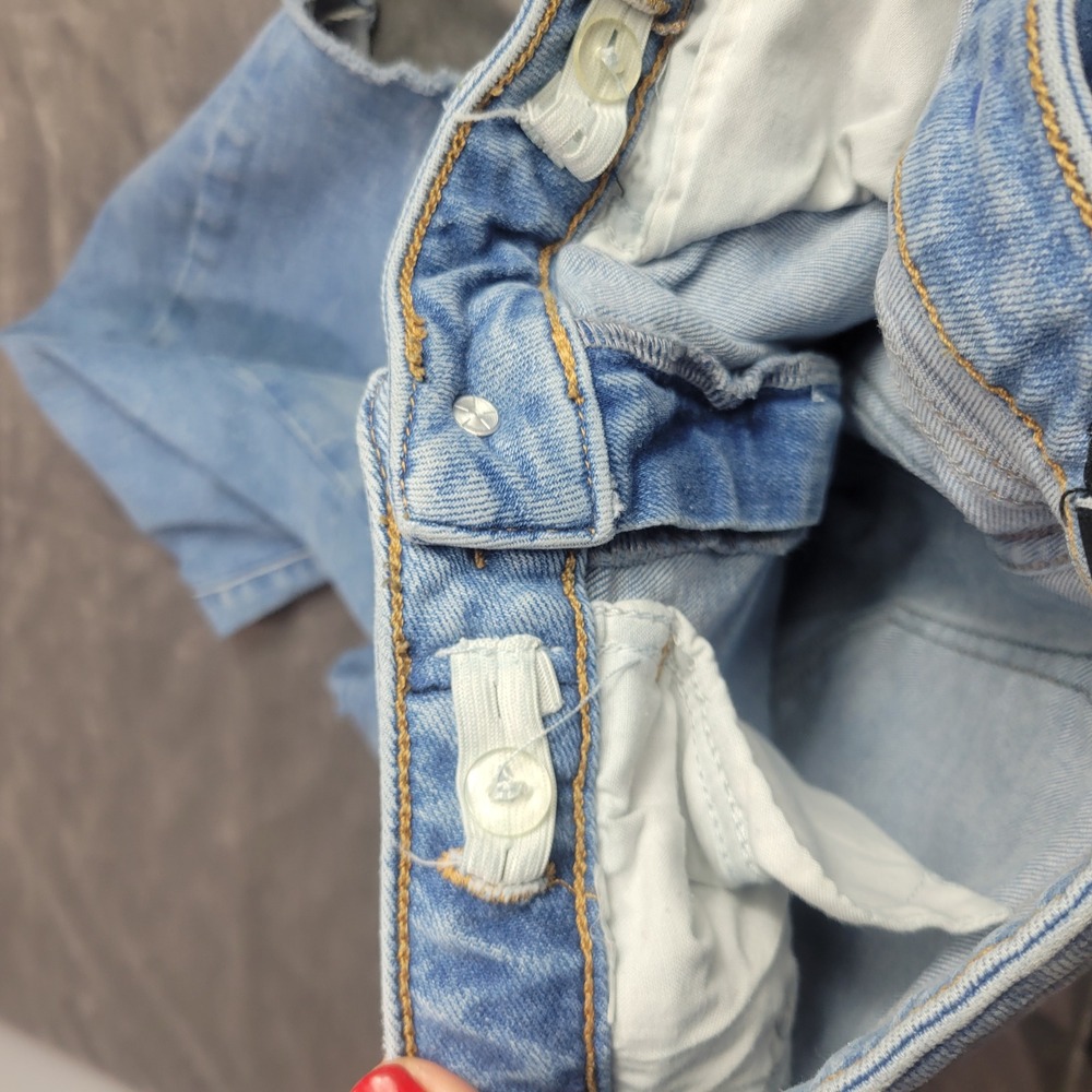 Forever 21‎ Kids Girls Light Wash Distressed Flare Leg Jeans Raw Hem Size 9/10 - Picture 4 of 9